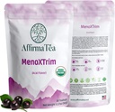 MenoXTrim Organic Menopauza Relief: Hormon Balance 124; Bloating current 124; Hot Flashes current 124; Midlife Belly current 124; Yerba Mate, Dandelion, Nettle Leaf, Lemon Balm, Turmeric, Ginger current 124; Natural Açai Flavor.