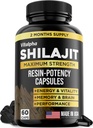 Resin- Potency Shilajit Kapsle (50% Fulvic Acid) - 500mg Max Potency Extract - Organic Shilajit - Made in USA - 85 + Stopové minerály - Měsíční dodávka - 60 Počet