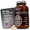 OmniBiotics Zinek Pikolinát 30mg Dodatek - Vysoká absorpce zinku pro imunitní systém, zdravou pleť a podporu energie - 180 Vegan Kapsle