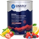 Gnally Nutrition BCAA Powder, Berry Lemonade - Předcvičení BCAAS Amino Acids - NSF Sport Certified - Dodatek k podpoře a obnovení svalů - Berry Lemonade s kofeinem, 10.58 oz