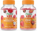 Živý zinek 25mg Děti + vápník Magnesium Děti, Gummies Bundle - Great Ochutnávání, Vitamin dodatek, gluten zdarma, GMO zdarma, Žvýkací žlab
