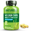 NATURELO Vegan DHA - Omega 3 olej z řas - dodatek pro mozek, srdce, kloub, oční zdraví - Poskytuje esenciální mastné kyseliny pro ženy, muže a děti - Doplňuje Prenatální vitamíny - 60 Softgels