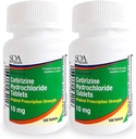 SDA LABORATORIE Celý den 24- hodinová alergická medicína 100 Count Antihistamin pro alergie, Pollen, Hay Fever, Suché, Itchy Eyes CLAS124; Cetirizin HCl 10mg tablety (Balení po 2)