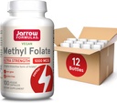 Jarrow Diplomas Methyl Folate 1000 mcg, Dietní dodatek, Methyl Folát pro podporu buněčné energie, 100 Veggie Kapsle, 100 denní zásoba, (balení po 12)