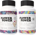 Květina Power - Vášeň Pills Libido Booster & Boric Acid Suppositors - All- Natural Feminine Care Bundle for Enhanced Libido, Odor Control, and Balanced Vaginální zdraví - 60 Veganské kapsle, 600mg - Ma