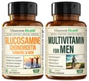 Glucosamine Chondroitin Turmeric MSM + Men 's Multivitamin 2-Bottle Supplement Bundle for Him. Společné zdraví, zánětlivá reakce, imunitní podpora, antioxidační vlastnosti