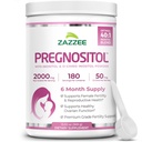Zazzee PREGNOSION Powder, 6 Month Supply, Myo- Inositol a D- Chiro- Inositol 40: 1 Fertility Blend, Free Scoop pro přesné dávkování, Premium Balanced Formule, 183 Servings, Vegan, All- Natural a Non- GMO