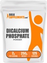 BulkSupplements.com Dicalcium Fosfát Powder - doplněk vápníku, dodatek DCP - bezochucený & gluten zdarma, 2g na Serving, 250g (8.8 oz) (balení po 1)