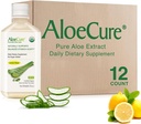 AloeCure USDA Organic Aloe Vera Juice Lemon Flavor - Vyrobeno do 12 hodin sklizně - Přírodní doplněk stravy pro vyváženou kyselost žaludku - Podpora trávicího a imunitního zdraví, 12 Btls x 16.7oz