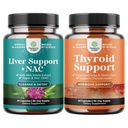 Svazek podpory jater NAC dodatek s Mlékem Thistle Extract, N Acetyl Cysteine a Artyčok, a Bylinné štítné žlázy Support Complex - Potenciální Kelp Jod pro rovnováhu hormonů - Mood & Energy
