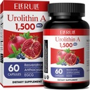 Urolithin A dodatek 1000 mg Plus Trans- Resveratrol, Anthocyaniny, Zelený čaj, Podpora zdravého stárnutí, Podporuje celulární a energie pro muže a ženy, 60 Kapsle