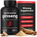 NutraChamps Korean Red Panax Ginseng Kapsle 124; Extra Strength Ginsenosids for Energy, Focus, Performance, Vitality & Immunication Support PHAR124; Korean Ginseng Root Extract (120, Red)
