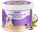 Mycí prostředky PET očí pro psy a kočky, Vet- Doporučené Psí oční infekce Léčba, Jemně odstraňte slznou skvrnu, debutiny, vypouštění - Hypoalergenní krém na mytí očí pro oči, vrásky, obličej - 100ks