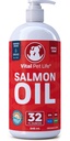 Losos olej pro psy a kočky - Zdravá kůže & Coat, Fish Oil, Omega 3 EPA DHA, Tekuté potraviny dodatek pro zvířata v zájmovém chovu, Všechny přírodní, podporuje společné a kostní zdraví, přírodní alergie & záněty obrany, 32 oz