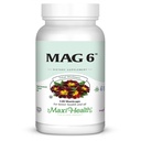 Maxi Health MAG 6 - Hořčík (jako oxid, glycinát) s vitaminem B6 - Migréna, svalové křeče, Podpora ledvinového kamene - doplněk hořčíku pro ženy a muže - 120 Kapsle - Kosher