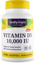 Zdravý původ Vitamin D3 10 000 IU (non- GMO, vysoká účinnost, kostní podpora, imunitní podpora, gluten zdarma), 120 Softgels