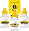Vitamin D Kapky Dospělí - Vodorozpustné kapalné D3 Kapky - Potenciální vitamín D Kapky kapalné - No Stir, Non- GMO, Kosher - D3 Kapalné přidat do nápoje nebo potravin, Bezchutné - 12- Měsíční dodávky (3)