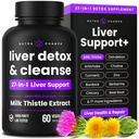 NutraChamps Vyčištění jater Detox & Opravy Formule, 20 + Byliny: Mléko Thistle Extract se Silymarin, Artyčoky, Pampeliška, Chicory Root Powder, Játra Supplement, 60 Kapsle