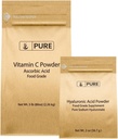 Čisté původní ingredience Vitamin C Prášek a Hyaluronic Acid Bundle, Různé velikosti, jemný prášek, voda rozpustný