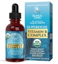 Superdose Organic Vitamin B Komplexní kapalné kapky 124; 125,000% DV Vitamin B12, B6, Biotin, Niacin, Foláty 124; Energie, Brain Health, Imunity Support PHAR124; USDA Organic, Vegan, Non- GMO PHAR124; 60 Serv, 2 Mo. Dodávka