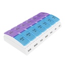 Ezy Dávka Týdenní (7- den) AM / PM Pořadatel pilulek, Vitamin a medicína Box, Malé Pop- out Compartments, 2 krát denně, Blue and Purple Lids