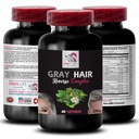 Gray Hair Supplement - GRAY HAIR REVERSE - revitalizace vlasů, intenzivní barva vlasů, přírodní lesk, dynamická barva, obnovený vzhled vlasů, vlasový lesk, svěží vibrace, barva re- energizer 1Bot 60Caps