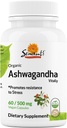 Sewanti Organic Ashwagandha Kapsle - Natural Stress Relief & Energy Boost - Dietní dodatek High Potency Extract 60 Vegan Kapsle - 500mg