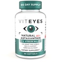 Viteyes Natural Astaxanthin, Relieve Unavené oči & oční Strein, Sourced from Algae, Skin Hydration, Heart & Brain Health, 4 až 8 mg Natural Astaxanthin, 90 Softgels