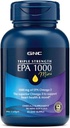 GNC Triple Strength Fish Oil EPA 1000 Mini, 1000mg Omega 3, Mini Softgels, Podporuje oko, mozek, kůže, zdravé triglyceridy, srdce, kloub, potažený do Control Fishy Burps, 45 Služeb