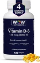 WOW doplňky Vitamin D3 5000 IU Softgels, 125 mcg - Vitamin D3 5000IU doplněk pro silné kosti a imunitní podporu - Non- GMO, Lepek zdarma Vitamin D 5000 IU - VIT D3 5000 IU Softgels - 120 Počet
