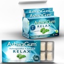 AshwaGum RELAX Gum by BetterGum, High Potency dodatek s KSM 66 Ashwagandha a Gaba, podporuje stres a úzkost Relief, Cortisol Podpora, Alternativa k žvýkačky, Sugar- Free, 10 Kusy - 6 Pack