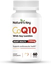 Klíč přírody CoQ10 200mg Softgels - 3X Lepší absorbční voda rozpustný koenzym Q10 pro srdeční zdraví s 50mg Soy Lecithin - 1 měsíční dodávka (60 Counts)