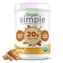 Orgain Organic Simple Vegan Protein Powder, Arašídové máslo - 20g Plant Based Protein, S méně přísad, Žádné umělé sladkosti, Gluten Free, No Dairy or Lactosa, 1.25 LB (Balení květen Vary)