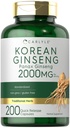 Carlyle Korean Ginseng Extract Capsules 2000 mg IR 124; 200 Kapsle IR 124; Non- GMO a gluten Free Formule IR 124; Standardizovaný Panax Ginseng Dodatek