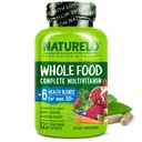 NATURELO All Food Multivitamin pro muže 50 + - s vitamíny, minerály, organické bylinné extrakty - Vegan Vegetarian - pro energii, mozek, srdce a oční zdraví - 120 Kapsle