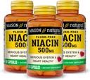 MASON NATURAL Niacin 500 mg Flush- Free, podporuje srdeční zdraví, nervový systém a výrobu energie, 60 tobolek, balení po 3 ks