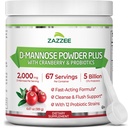 Zazzee D- Mannose Powder Plus, 2000 mg, 67 Servings, Potent & Fast- acting, Plus 5 miliard CFU Probiotika a čistý Cranberry Juice Extract, Kosher, Free Scoop, 6.5 Oz, Gluten- Free, Non- GMO All- Natural