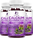 Vápník hořčík zinečnaté gumy witn Elderberry a Moss, vápník hořčík 2: 1, Obsahuje Glycinát hořčíku, Vitamin D3, pro kosti, Svaly, klidnou mood & spánková podpora, 60 Gumy (3 balení)