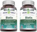 Amazing approvas Biotin 10000 mcg Veggie Kapsle 124; Vitamin B7 dodatek CP124; Non-GMO CP124; Gluten Free CP124; Made in USA (200 Count CP124; 2 Pack)