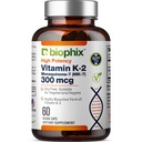 biophix vitamin K2 MK-7 300mcg, 60 Vegan Kapsle - High- Potency dodatek pro sílu kostí a imunitní zdraví