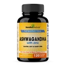 SandHUHERBALS Sandhu Herbals Ashwagandha Dodatek 124; 120 Organic 4 v 1 Kapsle, 2 měsíce Dodávka 124; se zinkem, Black Pepper & Holy Basil Extract 124; Podporuje imunitní zdraví 124; Non- GMO