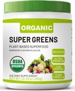 Organic Super Green Superfood Powder with Spirulina & Chlorella for Gut Health, Podporuje imunitu, trávicí zdraví, přírodní energie, probiotický, antioxidant, trávicí enzymy, (300gry)