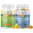Omega DHA Gummies pro děti - mastné kyseliny Omega 3 6 9 s vitaminem C pro mozek, imunitu a vizi a děti Imunity Support Gummies - Delicious Vitamin C s zinek & Echinacea Imunitary Booster