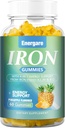 1 Pack 100Mg Železo doplněk gumy pro ženy a muže - Vitamin A, C, B - Energetická podpora pro nedostatek železa, anémie, Dospělí děti, Ananas Flavor Gummy, 60 Počítání