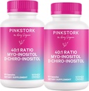 Pink Stork Myo-Inositol & D-Chiro Inositol dodatek - Hormonální bilance pro ženy - Ovariální podpora - 40: 1 Poměr - Plodnost doplňky pro ženy - 180 Kapsle, 2 Měsíční dodávky