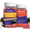 Elderberry Gummies, Elderberry Extract 300mg, s vitaminem C a zinkem, Jahodové Flavor Gummies, Non- GMO, Gluten Free, Vegan- Friendly, imunitní podpora, 60 Počet (balení po 2)