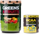 Nutrology Green & Fruits Powder- Přirozeně sourced Superfood, Vanilla Cinnamon (30 Servings) BCAA Natural, Plant Based BCAA Powder, Lemonade Flavor (30 Servings)