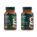 Gaia Byliny Turmeric Supreme Extra Strength - 60 Vegan Liquid Phyto- Kapsle & Reishi Houba - Imunitní systém & Podporuje srdeční zdraví - 40 Vegan Liquid Phyto- Kapsle (2 Pack)
