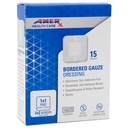2 "x 2" Dressing (1x1 Pad) AMERX Borded Gauze - Adhesive Bandages - Water Residant Barrier - Self Adhesive Border - Dýchatelné, hypoalergenní - 15 Pads Per Box