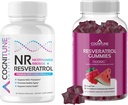 Zdravý doplněk stárnutí Bundle - Nicotinamid Ribsoside Complex a Resveratrol Gummies - 5- in-1 Anti Aging Formule Plus Resveratrol Gummies